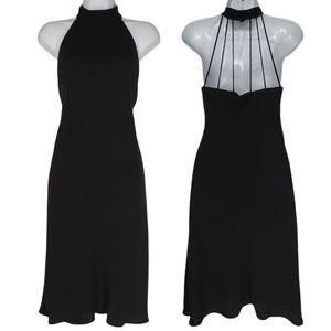 EVAN PICONE Halter Strappy Back Midi Sleeveless Black Cocktail Dress 6 (Small)